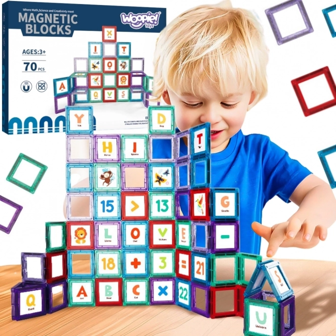 Woopie costruzioni magnetiche per imparare le lettere, 70 pezzi