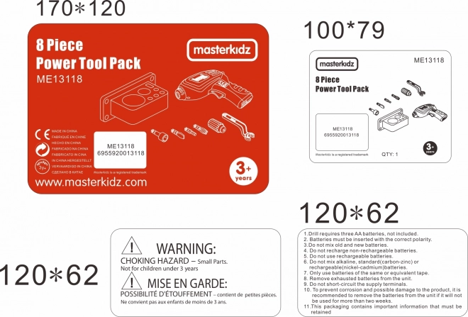 Masterkidz Tool Set with Drill and 8 Elements for STEM Science-Creative Board
