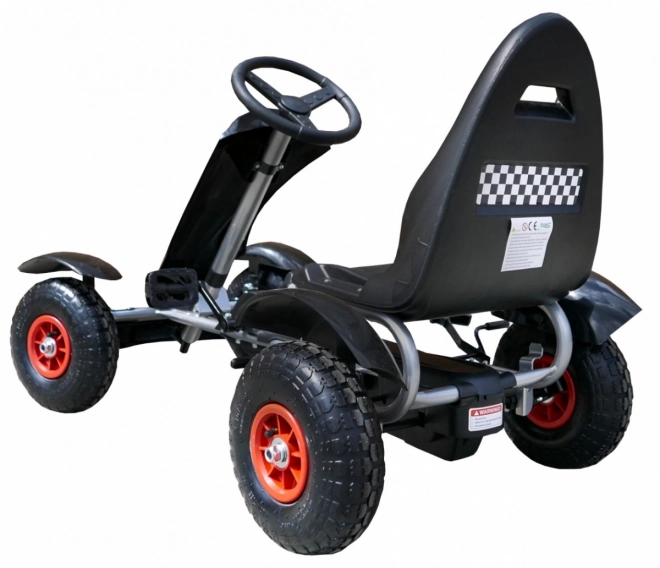 Racing Pedal Go-Kart XL for Children 3+ Black + Inflatable Wheels + Adjustable Seat + Freewheel