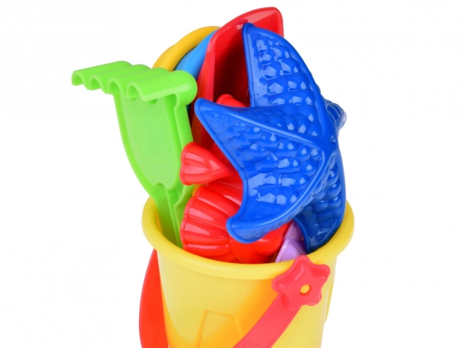 Colorful Sandbox Toy Set with Bucket and Molds