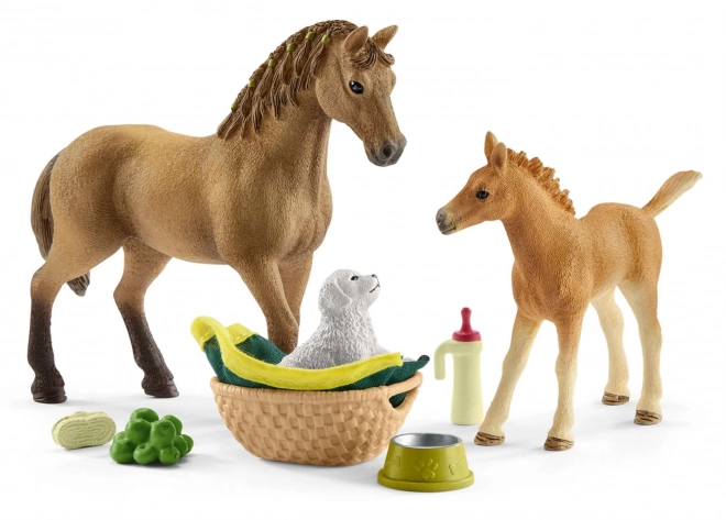 Quarter Horse Foal Set with Puppy and Accessories