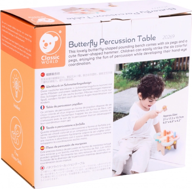 Dřevěný stoleček s pastelkami CLASSIC WORLD Montessori Motýlek