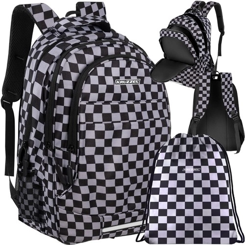 Designer Checkered Backpack with Shoe Bag 22L