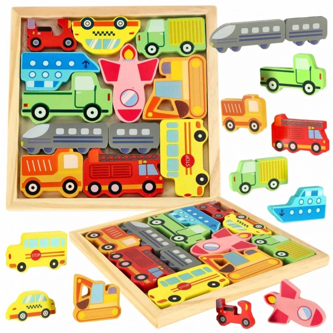 Wooden Educational Puzzle Shape Sorter Vehicles