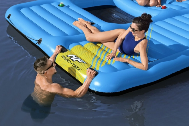 Large Inflatable Swimming Island with Slide for 5 People