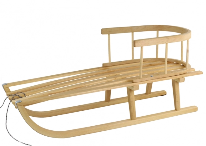 Wooden Sledge with Backrest and Pull String