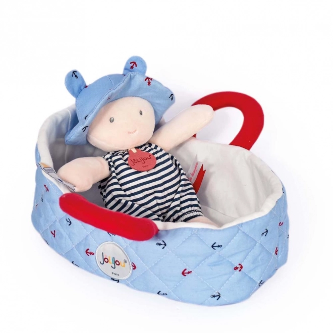 Doudou Jolijou Baby Doll with Blue Carry Bag