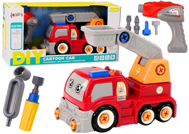 Red Cartoon DIY Crane Truck