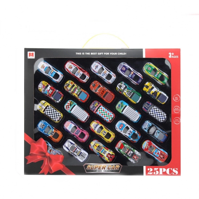 Colorful 25-Piece Diecast Car Set with Drive Action