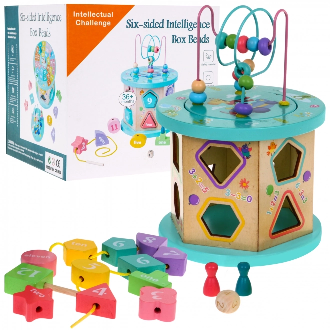 Wooden Educational Multicube 4-in-1 for Children – Sorter and Maze Game