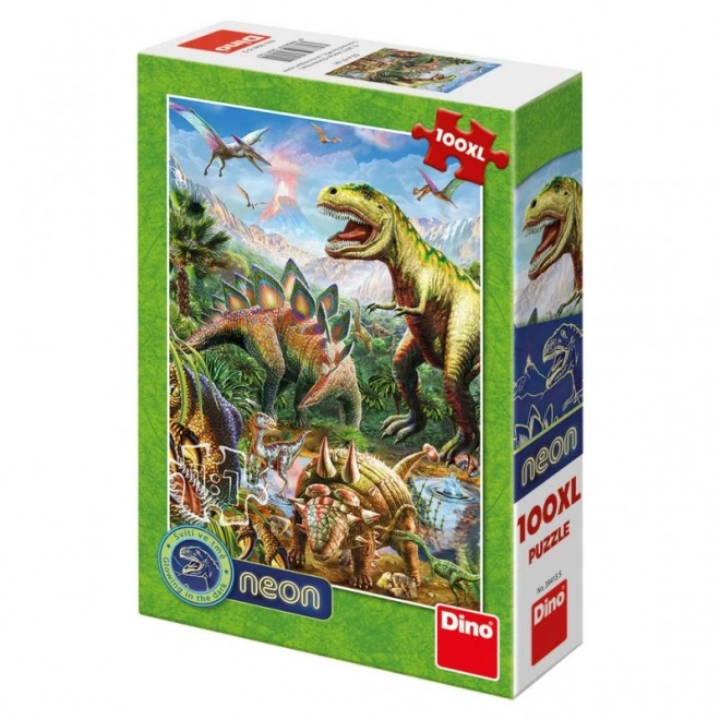 Glow in the Dark Dinosaur World XL Puzzle 100 Pieces