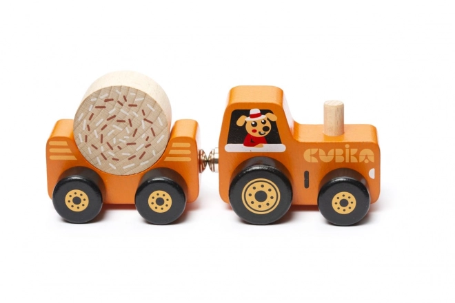 Cubika Magnetic Tractor with Trailer Wooden Puzzle