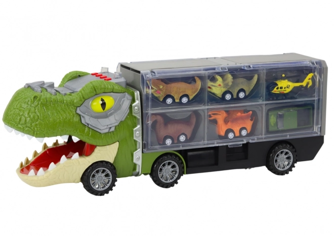 Dinosaur Transport Truck with Die-cast Cars - Green