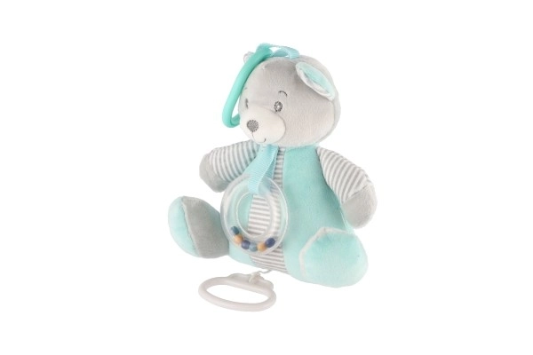 Wind-Up Music Box Plush Bear 18x17cm Green on Card in Bag 0+