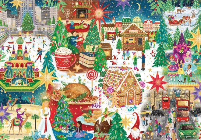 Gibsons Puzzle Special Gold Edition: Christmas Around the World 500 Pieces