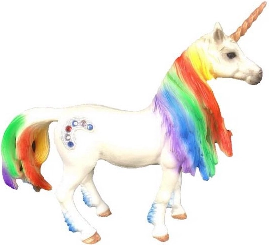 Figurine de licorne avec crinière arc-en-ciel