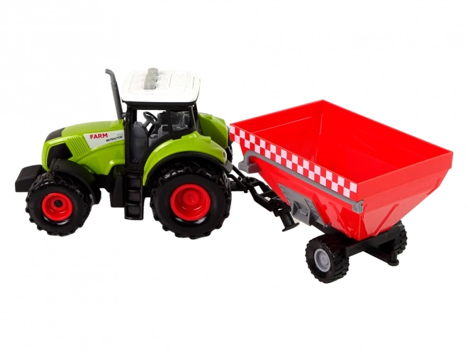 Green Farm Tractor with Detachable Grain Trailer and Sound