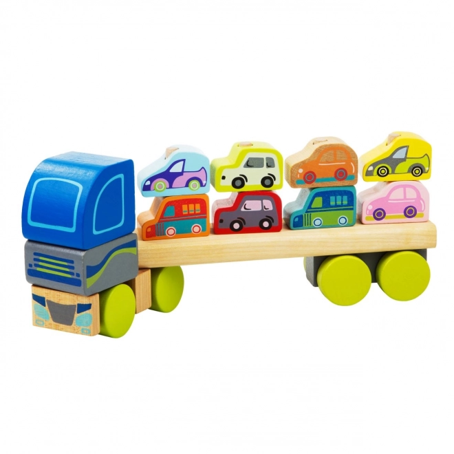 Wooden Truck and Car Trailer Set