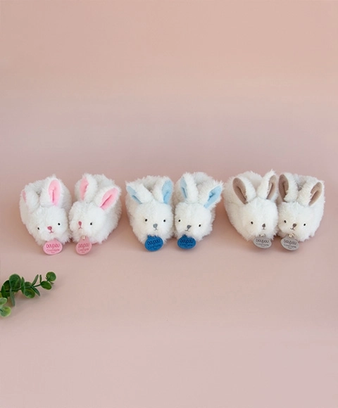 Doudou Gift Set - Bunny Rattle Booties for Infants