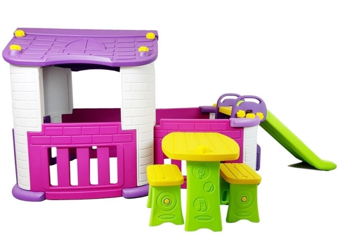 Garden Playground Slide and Playhouse Set