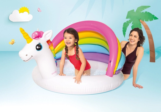 Inflatable Unicorn Pool with Roof