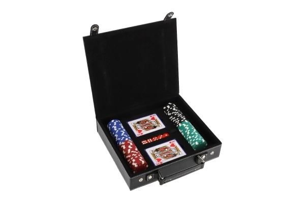 Poker Set with Chips, Cards, and Dice in Portable Case