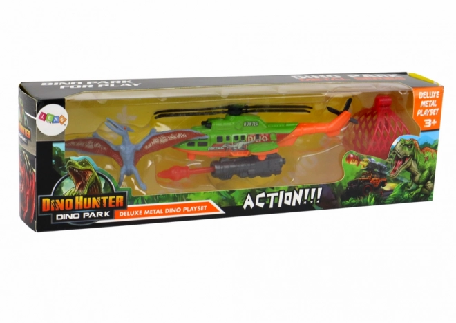 Green Helicopter Dinosaur Transport Playset