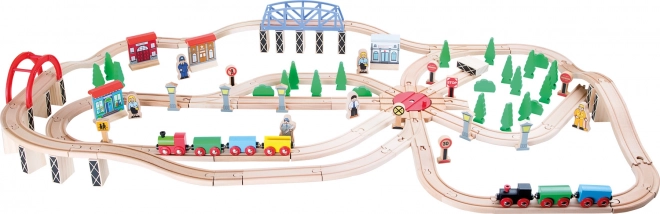 Wooden Train Set with 140 Pieces