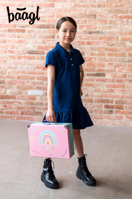 Foldable School Briefcase with Rainbow Design