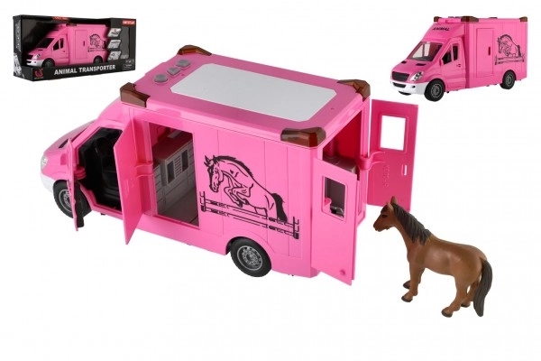 Jouet transporteur de chevaux rose avec effets