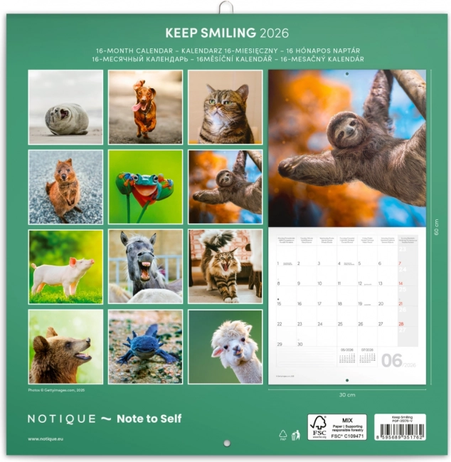 Calendrier de notes Sourire pour l'année 2026