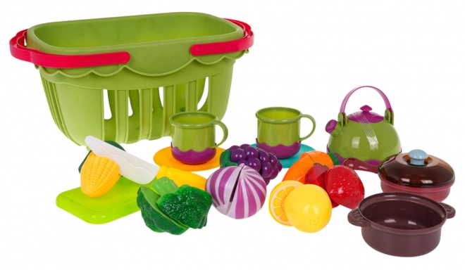 Picnic Basket with Vegetables and Fruits for Children