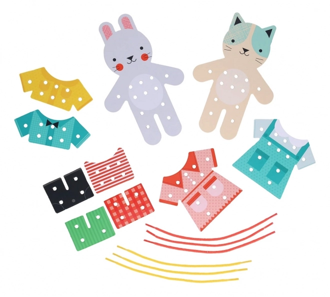 Petit Collage Dress-Up Lacing Set with Cat and Bunny