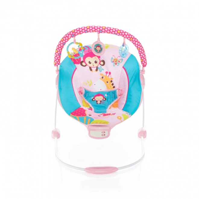 Vibrating Baby Bouncer Happy Safari Pink