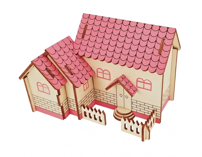 Wooden 3D Puzzle Purple House