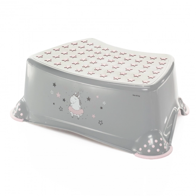 Unicorn Step Stool Grey/Pink