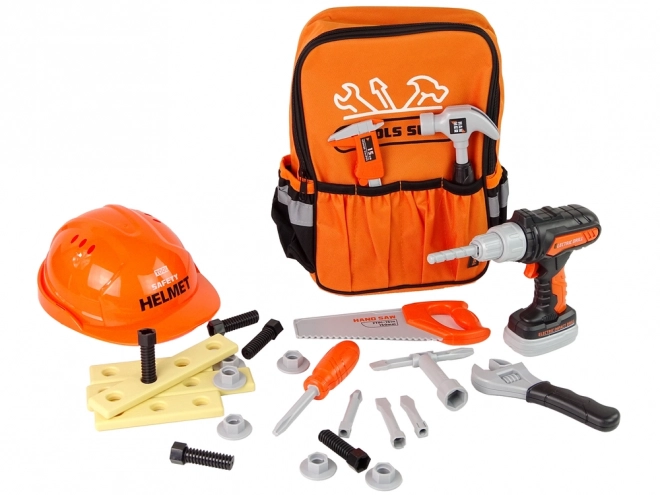 Handyman Backpack Set with Tools and Helmet - Orange