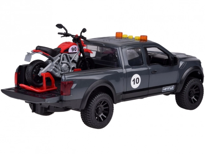 Pickup and Motorcycle Toy Set with Sound and Lights
