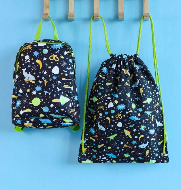 A Little Lovely Company kids’ drawstring sports bag with space motif