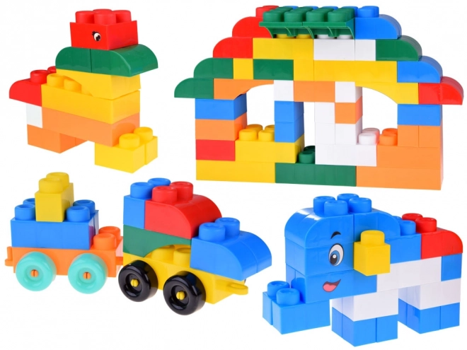 Large Colorful Toy Bricks with Zoo Animals and Stickers