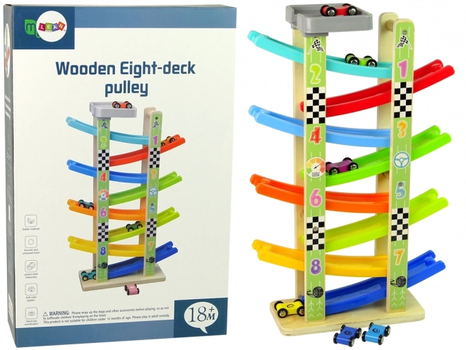 Wooden Car Racing Track with 8 Levels