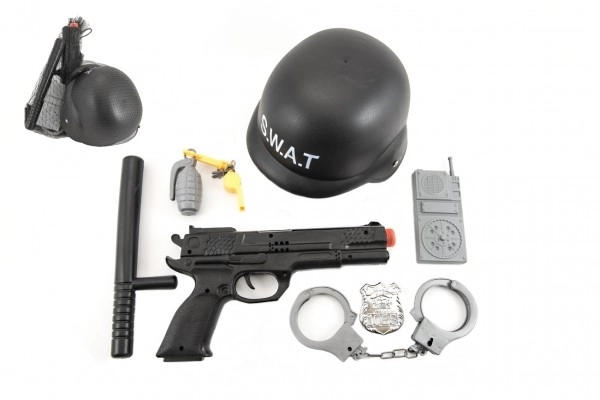 Police SWAT Helmet and Pistol Set with Accessories