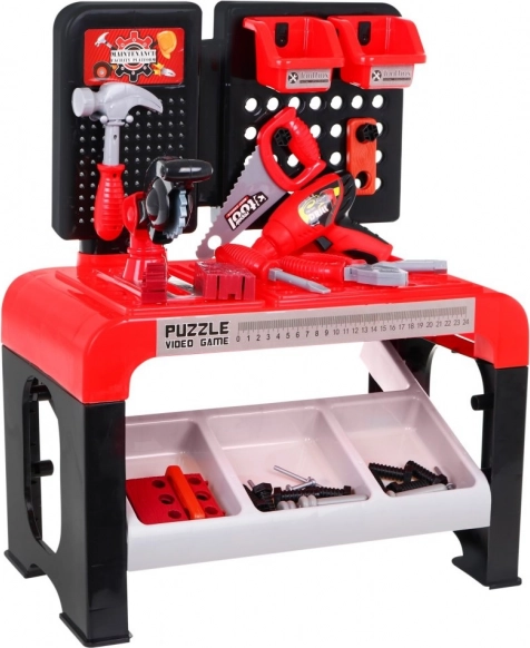 Practical workbench with storage bins