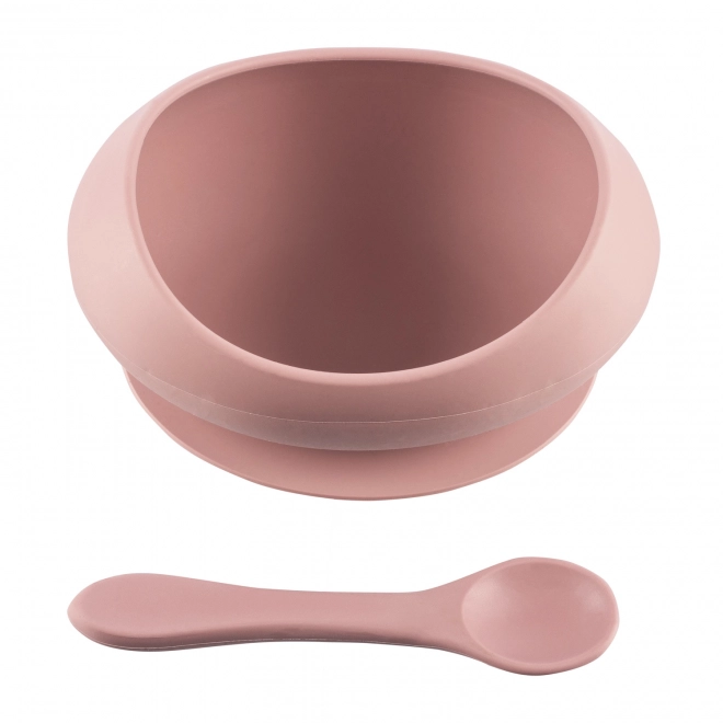 Silicone Bowl with Raised Edges and Suction Cup Old Pink