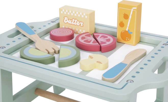 Set Colazione Woopie Green con Vassoio e Accessori in Legno Pastello