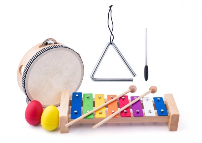 Musical Instrument Set with Xylophone, Tambourine, Triangle, and Maracas