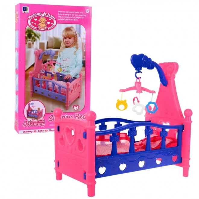 Colorful Baby Doll Cradle with Mobile and Bedding