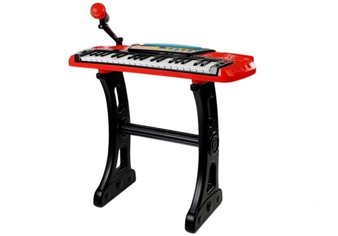 Red 37-key keyboard with stand and seat