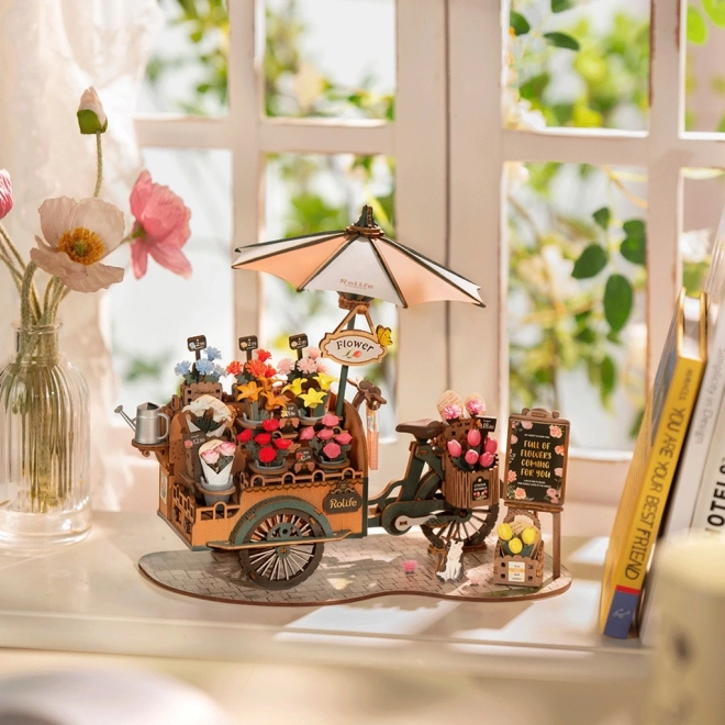 3d wooden puzzle flower cart