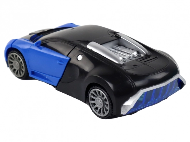 Blue 2-in-1 Car and Robot with Light Effects